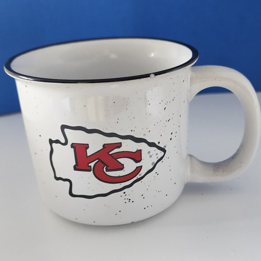 Source Unknown White and Red Speckled Coffee Mug